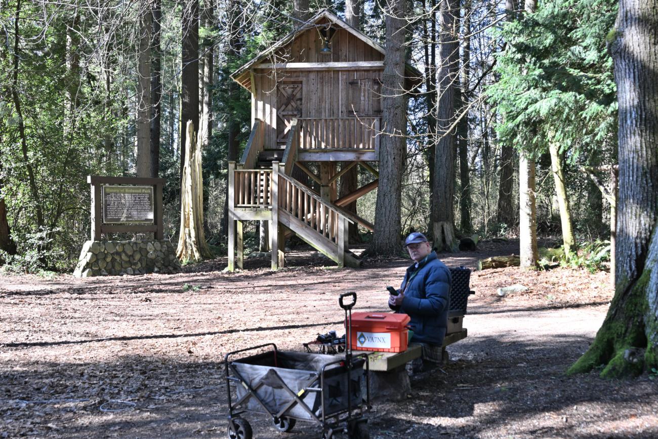 Here I am at my radio station in front of the Treehouse