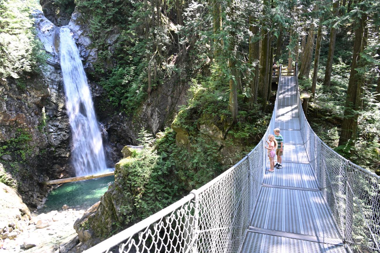 Crossing the suspension bridge