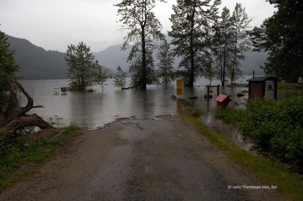 The road into the park was completely submerged