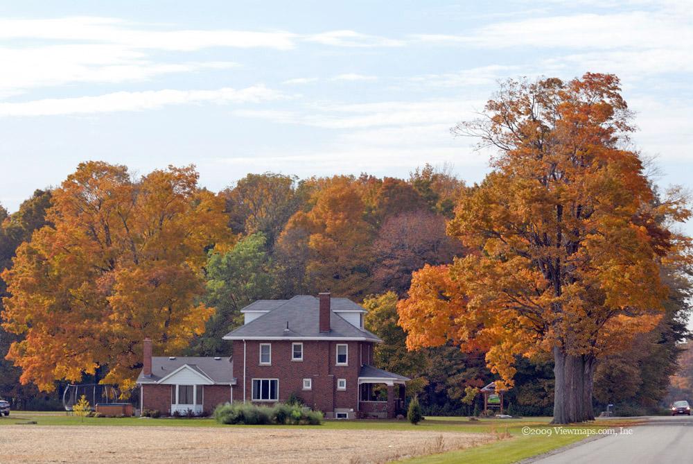 I quite loved the setting of this brick farm house aamongst all the colourful leaves