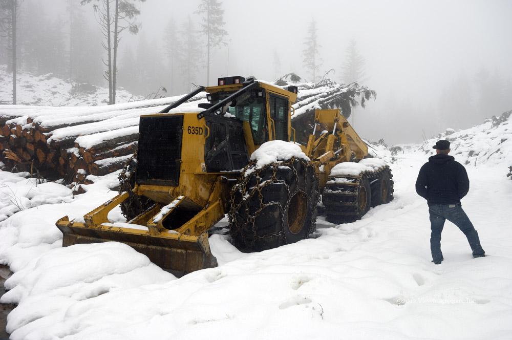 Some heavy forestry equipment - even it needs snow chains