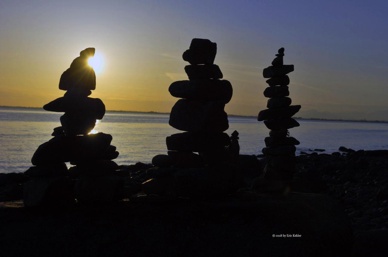 a few rock stacks to augment the sunset