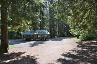 One of the covered picnic areas, lots of open space