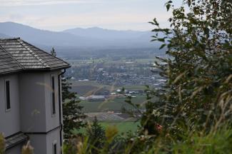 A view of the Abbotsford area famr lands from Eagle Mountain, with the newest house at the summit