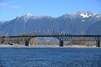 The Rosedale-Agassiz Bridge with Mount Ludwig as a backdrop