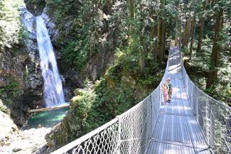 Crossing the suspension bridge