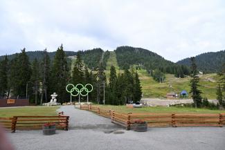 A view of Mount Strachan from the lodge