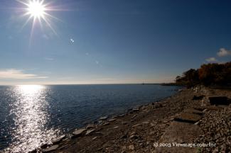 I just couldn't resist this sun reflection and shoreline combination.