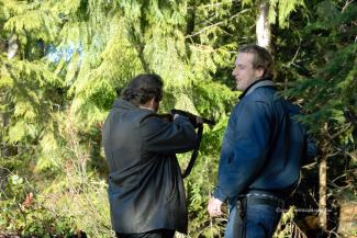 Geoff giving Nick some lessons on shooting his riffle
