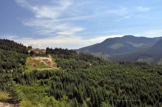 Looking east from the transmission tower pad to where the next will be placed