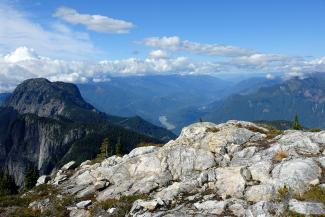 Looking north-west from Wells Peak with Hope Mountain and the Fraser River for highlights