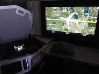 My cubicle and monitor for the flight